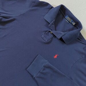 Polo Ralph Lauren Mens Classic Fit Long Sleeve Polo Shirt Navy Blue Large L